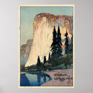 Vintager Park Woodblock Kunst-EL Capitan Yosemite Poster