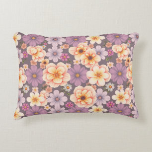 Vintager Pastellpfirsich & Lavendelblumenkern Dekokissen