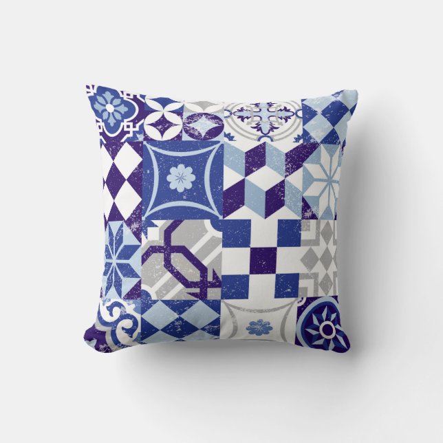 Vintager Patchwork-Hintergrund mit traditionellem  Kissen (Vorderseite)