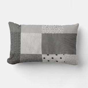 Vintager Patchworkgewebeentwurf Schwarzweiss Lendenkissen