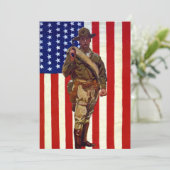Vintager Patrioter Soldat mit amerikanischer Flagg (Stehend Vorderseite)