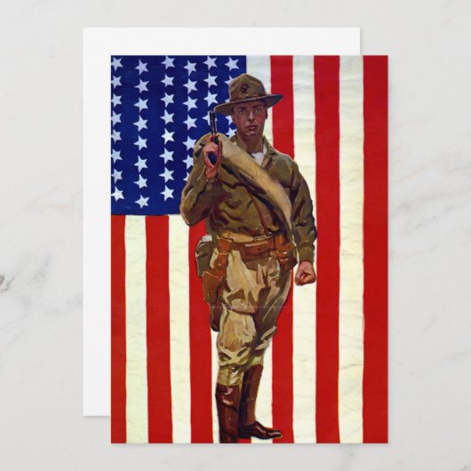 Vintager Patrioter Soldat mit amerikanischer Flagg (Vorne/Hinten)