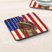 Vintager Patrioter Soldat mit amerikanischer Flagg Getränkeuntersetzer (Linke Seite)