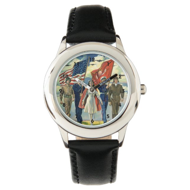 Vintager Patrioter, stolzer Militärangehöriger Armbanduhr (Vorderseite)