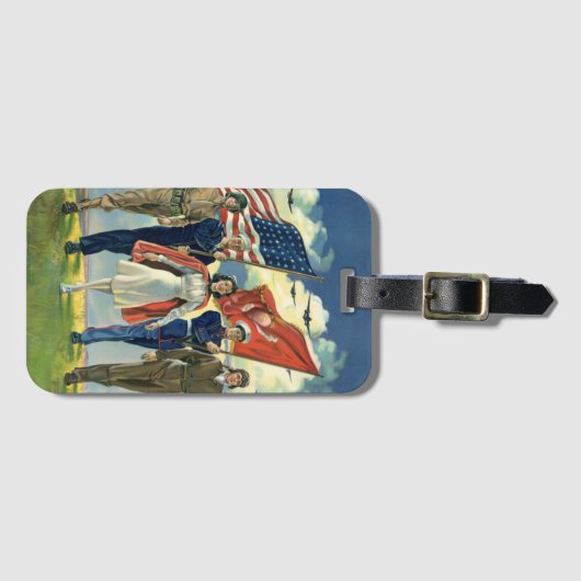 Vintager Patrioter, stolzer Militärangehöriger Gepäckanhänger (Vorderseite (Horizontal))