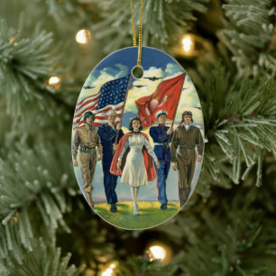 Vintager Patrioter, stolzer Militärangehöriger Keramik Ornament