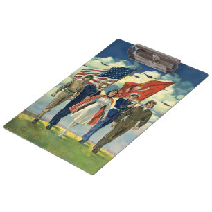 Vintager Patrioter, stolzer Militärangehöriger Klemmbrett