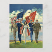 Vintager Patrioter, stolzer Militärangehöriger Postkarte (Vorderseite)