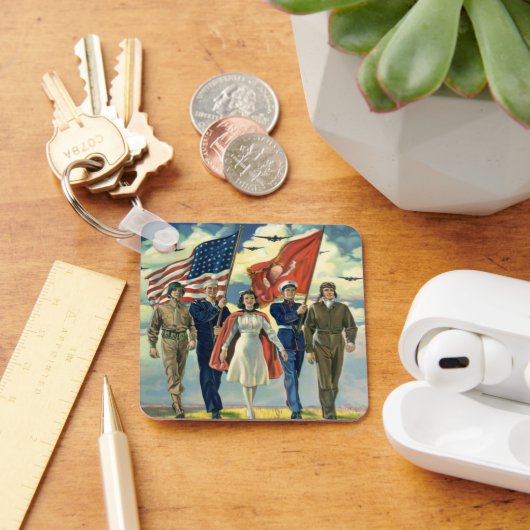 Vintager Patrioter, stolzer Militärangehöriger Schlüsselanhänger (Schreibtisch)