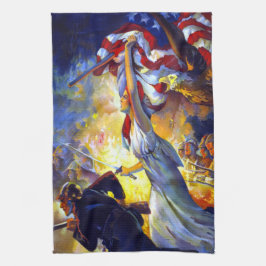 Vintager Patriotic Lady Liberty American Flag Eagl Geschirrtuch