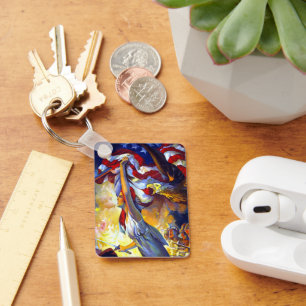 Vintager Patriotic Lady Liberty American Flag Eagl Schlüsselanhänger