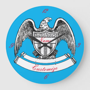 Vintager Patriotischer Adler PlaqueThunder_Cove Große Wanduhr