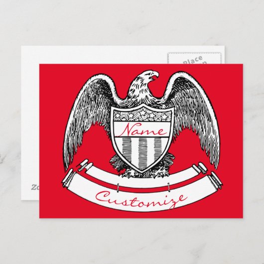 Vintager Patriotischer Adler PlaqueThunder_Cove Postkarte (Vorne/Hinten)