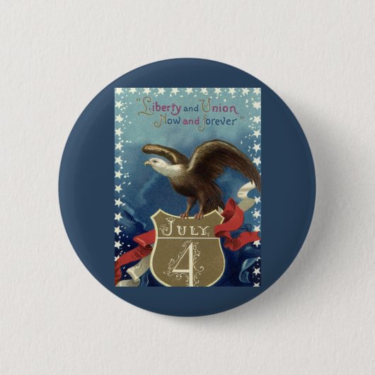 Vintager Patriotischer Amerikanische Unabhängigkei Button (Vorderseite)