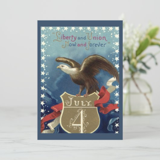 Vintager Patriotischer Amerikanische Unabhängigkei Einladung (Stehend Vorderseite)
