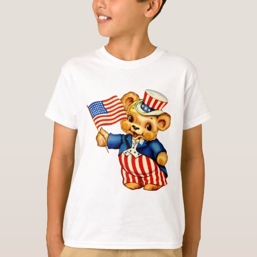 Vintager patriotischer Bär scherzt T - Shirt (Vorderseite)