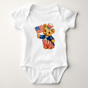 Vintager patriotischer Bärn-Säuglings-Strampler Baby Strampler