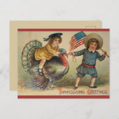 Vintager patriotischer Erntedank Postkarte (Vorne/Hinten)