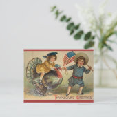 Vintager patriotischer Erntedank Postkarte (Stehend Vorderseite)