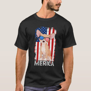 Vintager patriotischer Hund Chihuahua US-Flagge 4 T-Shirt
