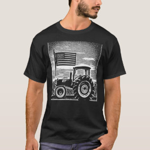 Vintager patriotischer Traktor auf dem Bauernhof - T-Shirt