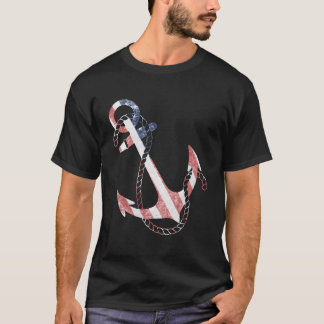 Vintager patriotischer US-Flaggenanker T-Shirt