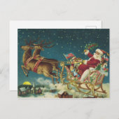 Vintager Patriotischer Weihnachtsmann und Schlitte Postkarte (Vorne/Hinten)