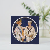 Vintager Patriotismus, Lady Liberty mit Marine Sea Einladung (Stehend Vorderseite)