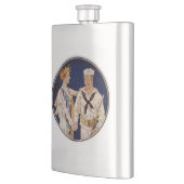 Vintager Patriotismus, Lady Liberty mit Marine Sea Flachmann (Links)