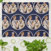 Vintager Patriotismus, Lady Liberty mit Marine Sea Geschirrtuch (Gefaltet)