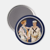 Vintager Patriotismus, Lady Liberty mit Marine Sea Magnet (Vorderseite/Rückseite)