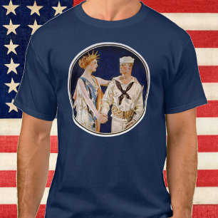 Vintager Patriotismus, Lady Liberty mit Marine Sea T-Shirt