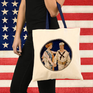 Vintager Patriotismus, Lady Liberty mit Marine Sea Tragetasche