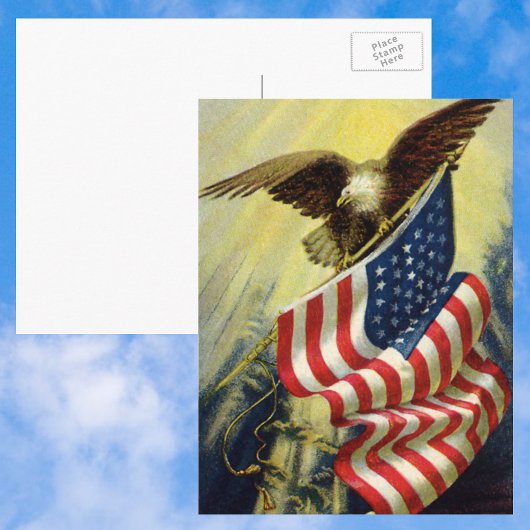 Vintager Patriotismus, Patriotische Adlerflagge Postkarte