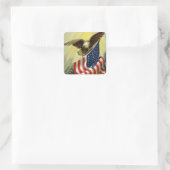 Vintager Patriotismus, Patriotische Adlerflagge Quadratischer Aufkleber (Tasche)