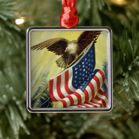 Vintager Patriotismus, Patriotische Adlerflagge Silbernes Ornament (Baum)