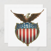 Vintager Patriotismus, Stolzer Adler über amerikan Einladung (Vorne/Hinten)