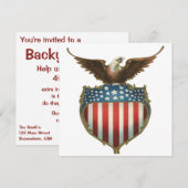 Vintager Patriotismus, Stolzer Adler über amerikan Einladung (Vorne/Hinten)