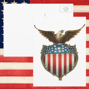Vintager Patriotismus, Stolzer Adler über amerikan Postkarte