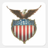 Vintager Patriotismus, Stolzer Adler über amerikan Quadratischer Aufkleber (Vorderseite)