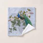 Vintager Peacock Hibiskus Ephemera Badhandtuch Set (Waschlappen)