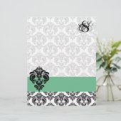 Vintager PeaPod Damask Monogram Letterhead (Stehend Vorderseite)