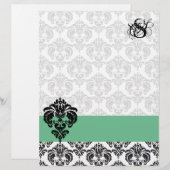 Vintager PeaPod Damask Monogram Letterhead (Vorne/Hinten)