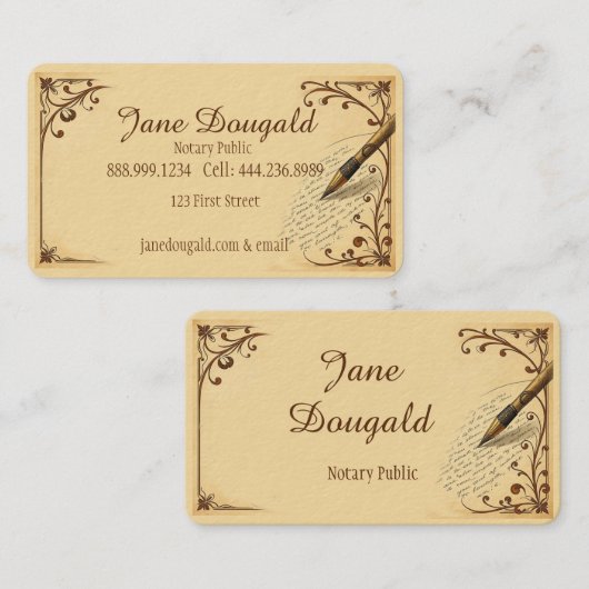 Vintager Pen Klassischer Notar Visitenkarte (Vorne/Hinten)