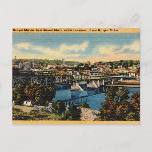 Vintager Penobscot River, Bangor, Maine Postkarte (Vorderseite)