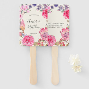 Vintager Peony and Protea Floral Wedding Hand Fan Fächer