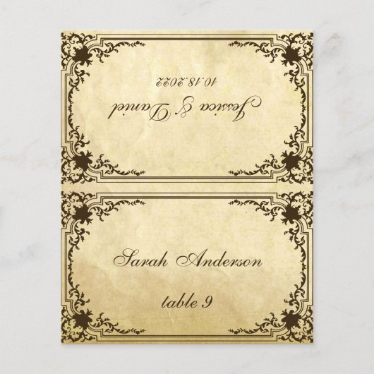 Vintager Pergament-Gedruckter Name Hochzeitsstiftu (Vorderseite)