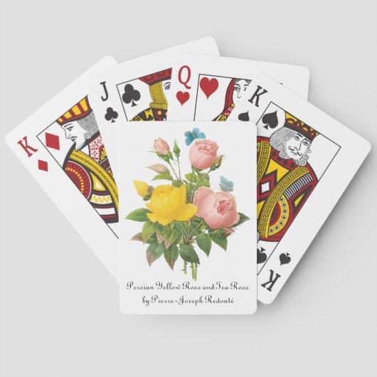 Vintager Perser Gelber Rosentee Rose von Redoute Spielkarten (Rückseite)