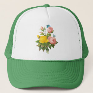 Vintager Perser Gelber Rosentee Rose von Redoute Truckerkappe