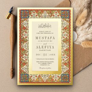 Vintager Perserrahm-Moslem-HochzeitGold Folieneinladung